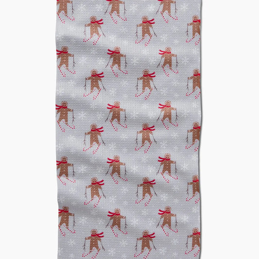 Geometry Gingerbread Skiers Bar Towel