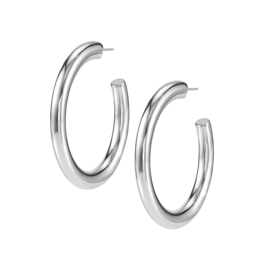 Natalie Wood Designs Just Dance Hoop Earrings in Silver