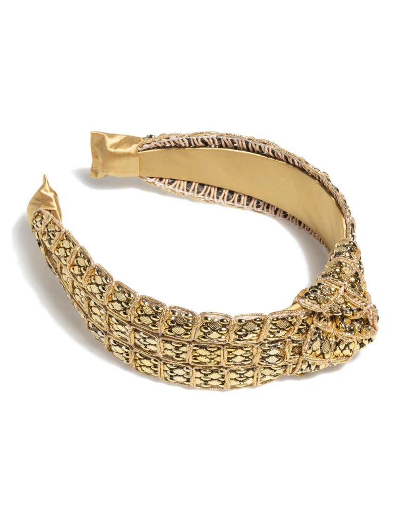 Shiraleah Mesh Bead Knotted Headband in Gold