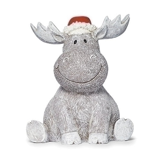 Roman 9" Pudgy Pal Moose Statue with Santa Hat