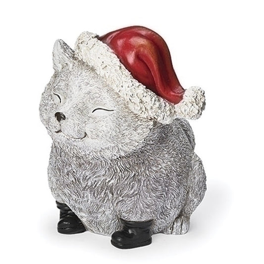 Roman 7" Pudgy Pal Kitty Statue with Santa Hat