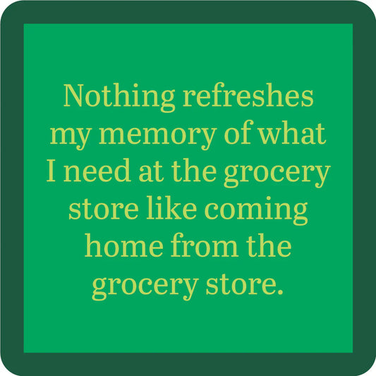 Drinks on Me Grocery Store Coaster