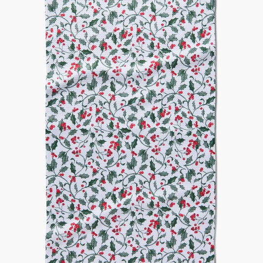 Geometry Christmas Holly Kitchen Tea Towel