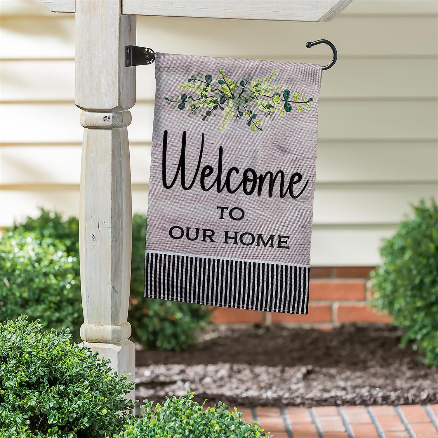 Evergreen Wood Grain Welcome to Our Home Garden Flag - gg's art frames gifts