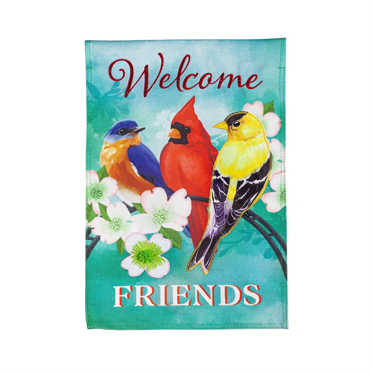Evergreen Welcome Friends Burlap Garden Flag