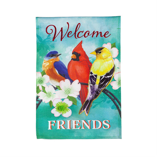 Evergreen Welcome Friends Burlap Garden Flag