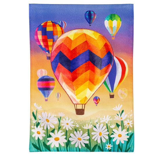 Hot Air Balloon Linen Garden Flag