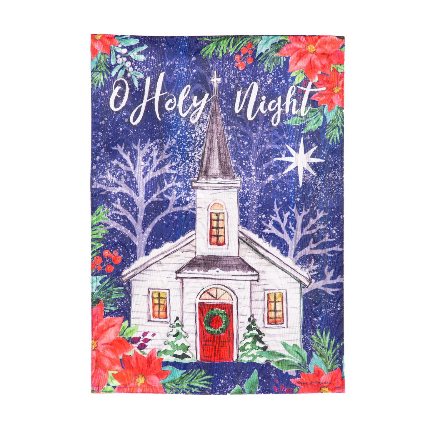 Evergreen O Holy Night Moire Garden Flag