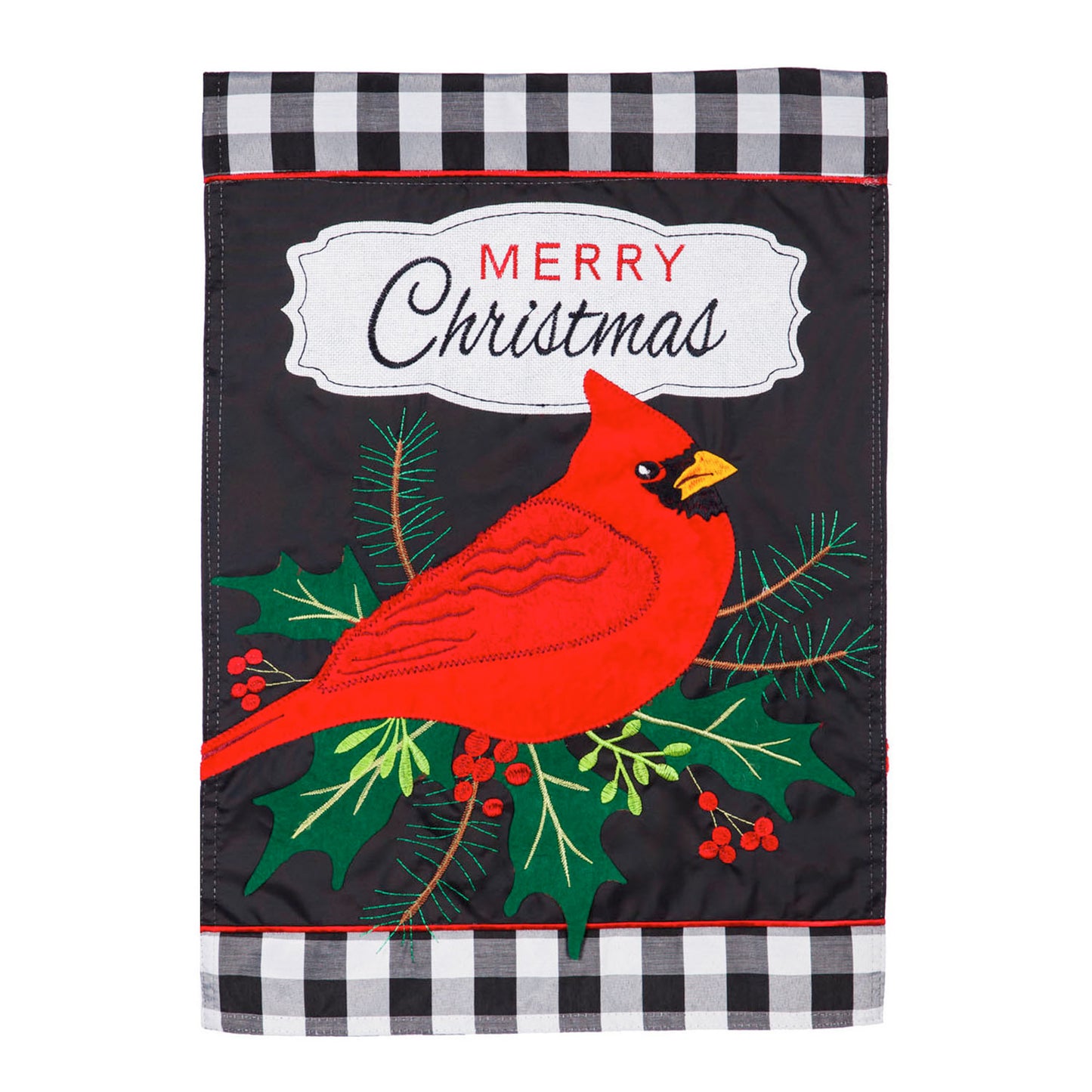 Evergreen Merry Christmas Cardinal Garden Flag