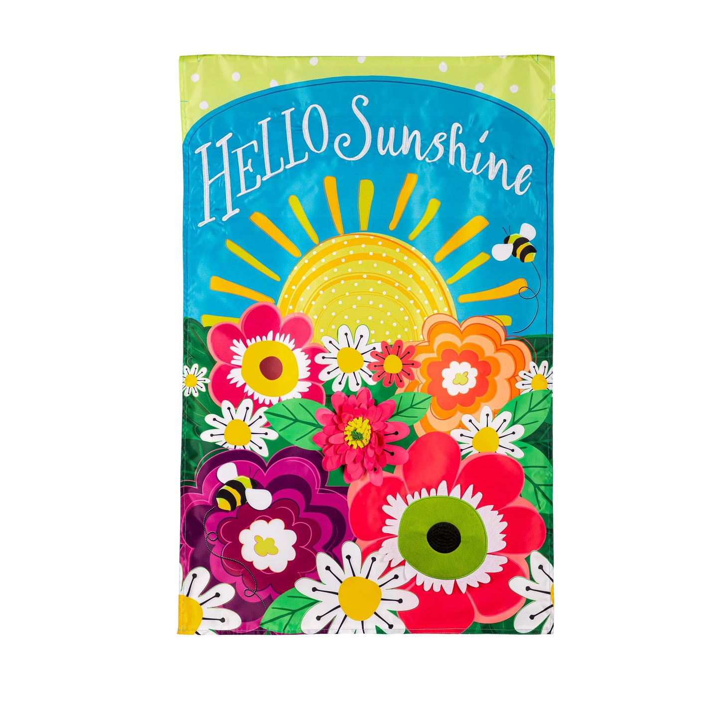 Hello Sunshine Applique House Flag