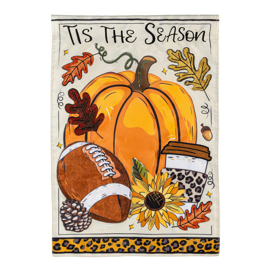 Evergreen Tis' The Season Fall Applique Garden Flag