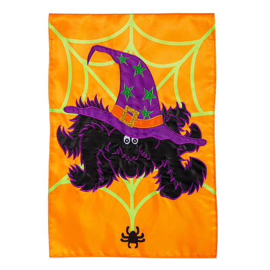 Witchy Spider Applique Garden Flag