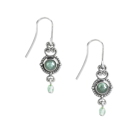 Silver Forest Aventurine With Dangle Earrings