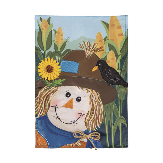 Evergreen Scarecrow and Friend Applique Garden Flag