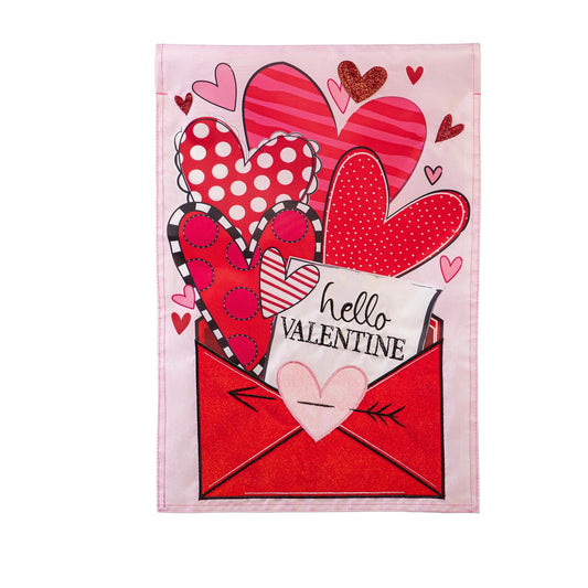 Evergreen Sending Love Valentine's Day Applique Garden Flag