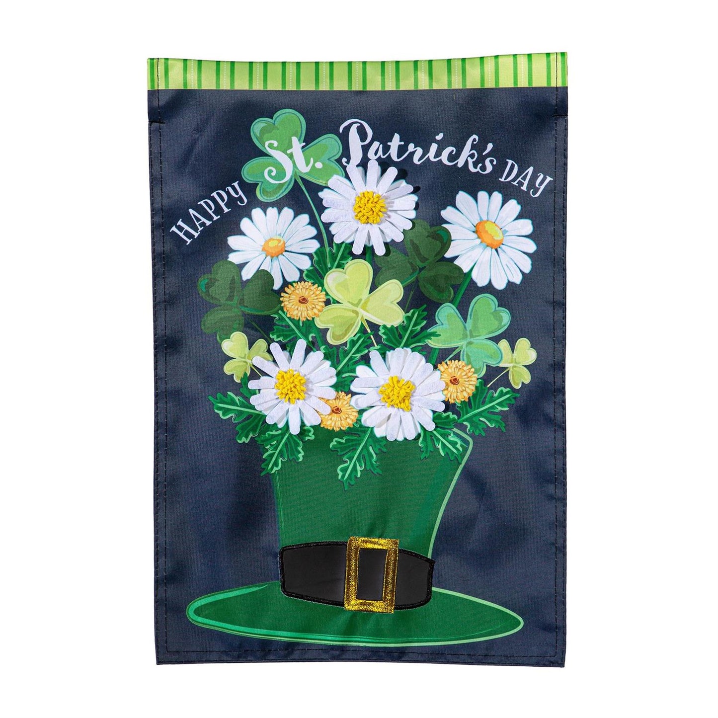 Evergreen Happy St. Patrick's Day Floral Hat Applique Garden Flag