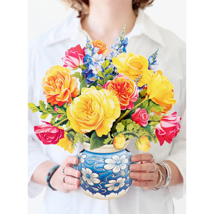 Freshcut Paper Pop-up Sorbet Roses Greeting Card