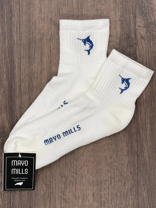 Mayo Mills Blue Marlin Quarter Crew Socks