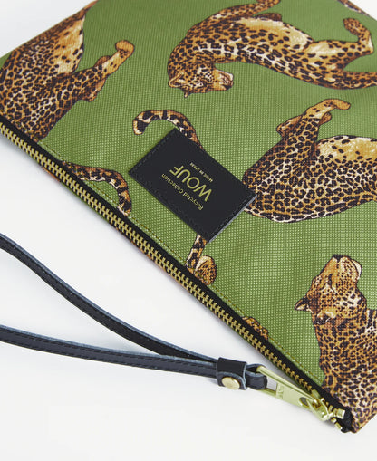 WOUF Olive Leopard XL Pouch Bag