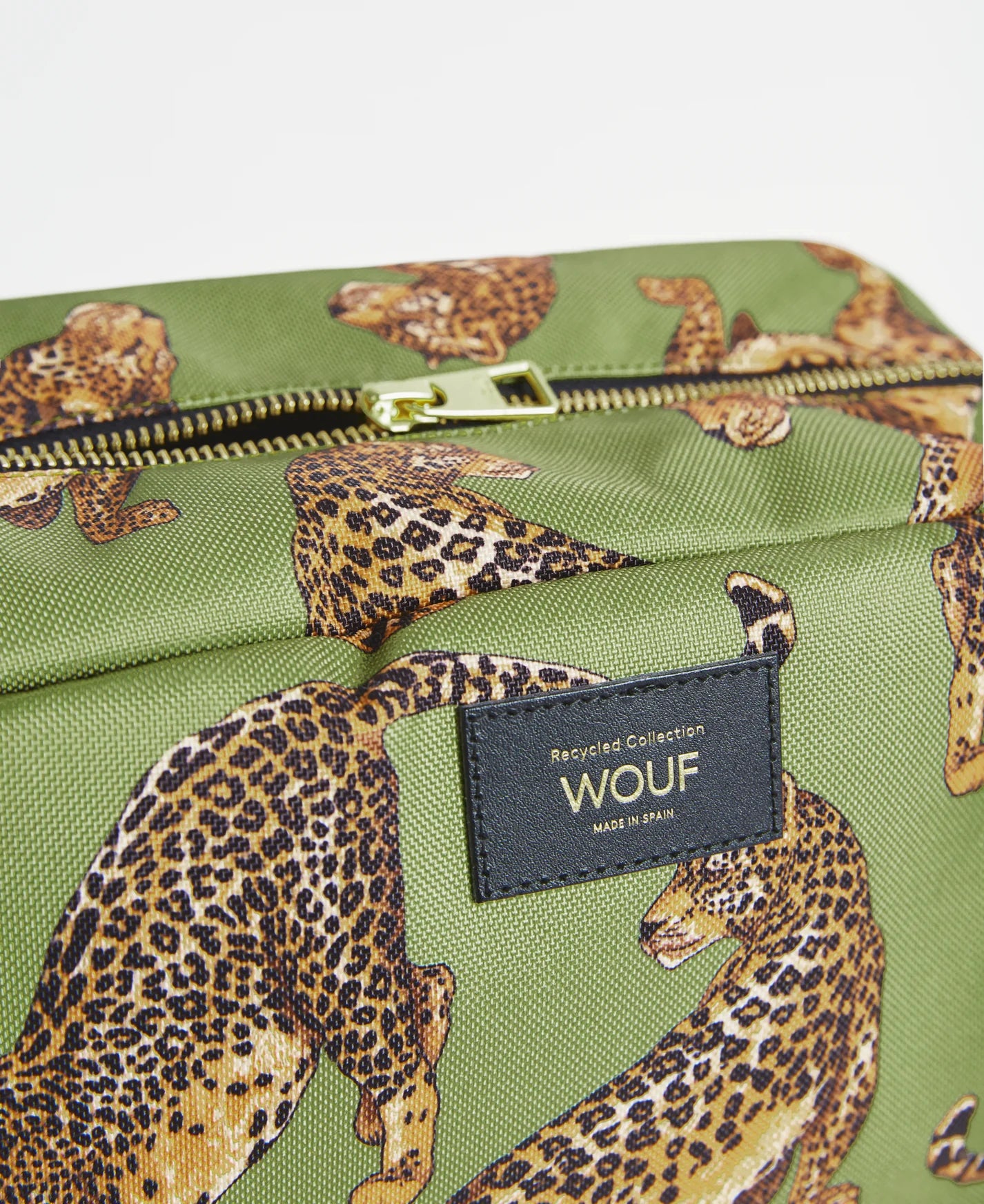 WOUF Olive Leopard Large Toiletry Bag