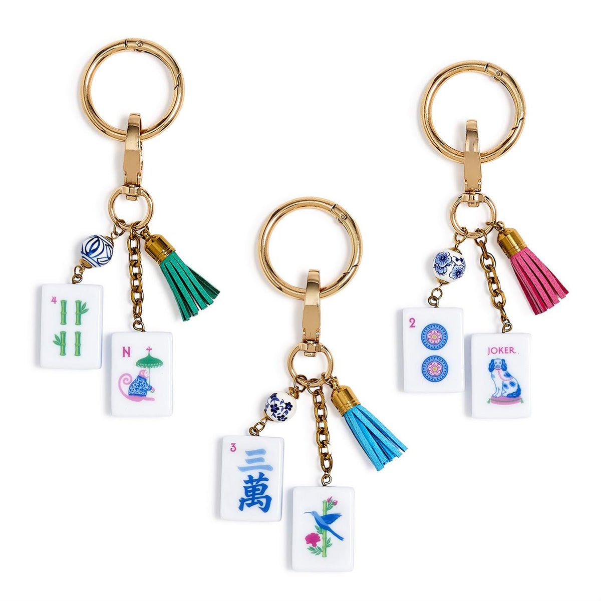Two's Company Mahjong Bag Charm Key Chain Assorted