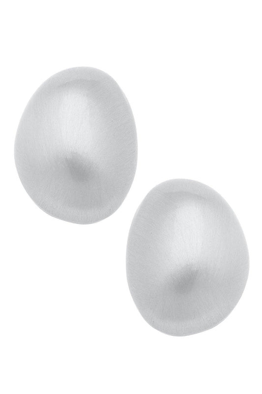 CANVAS Icon Puffed Dome Statement Stud in Satin Silver