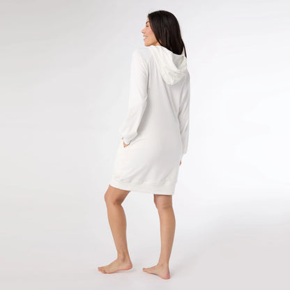 Coco + Carmen Snug Haven Hoodie Snowman Dress - White