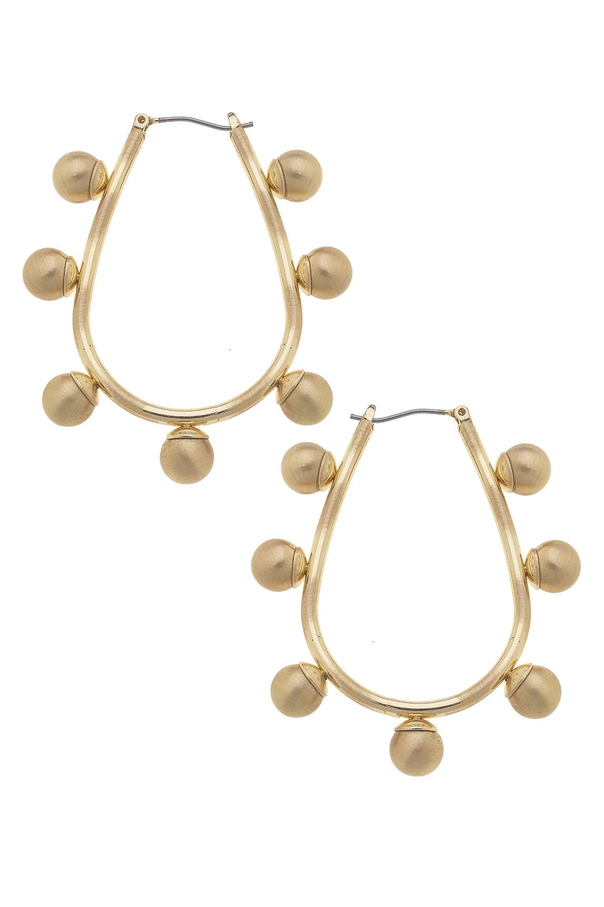 CANVAS Allison Studded Metal Teardrop Hoop Earrings in Satin Gold