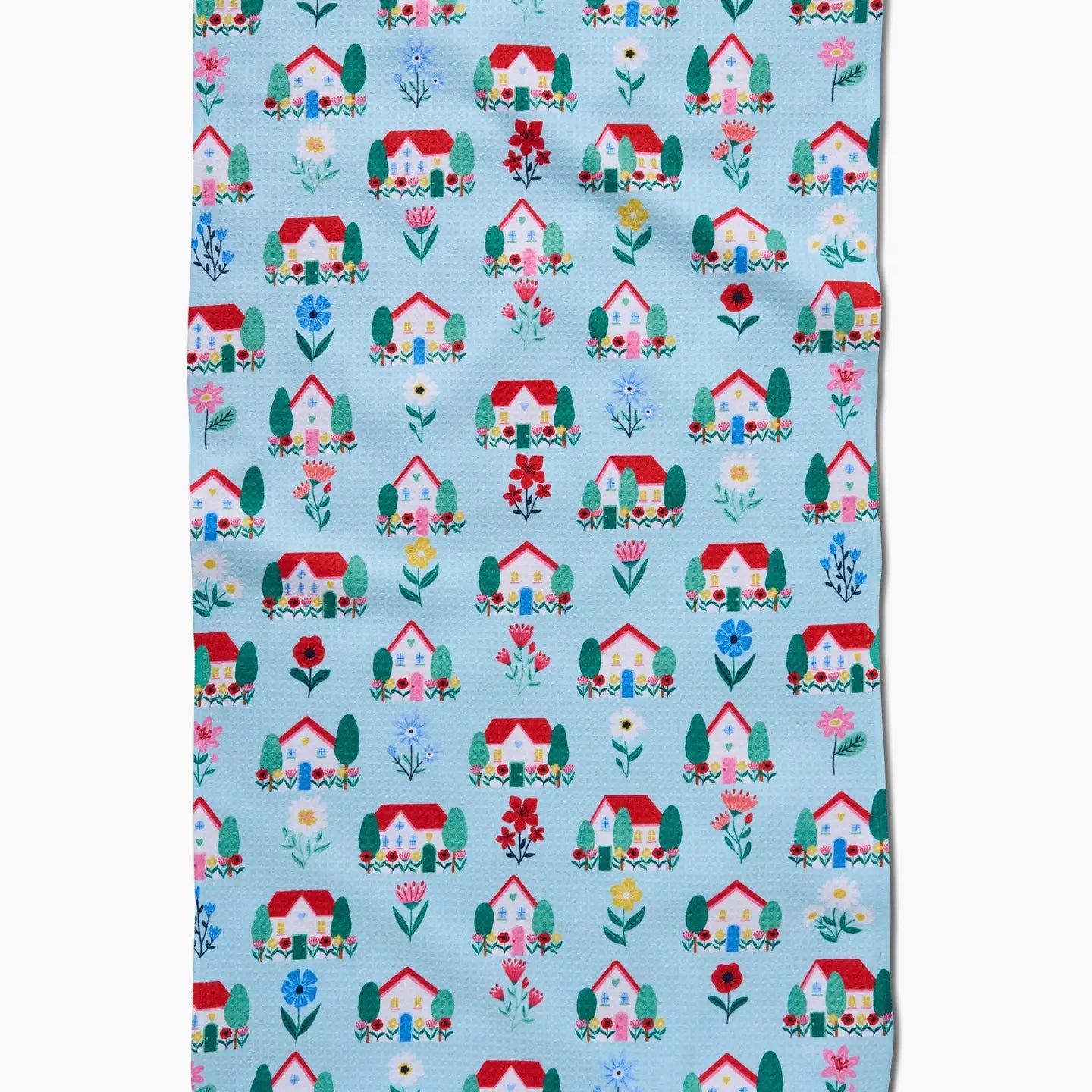 Geometry Spring Houses Tea Towel