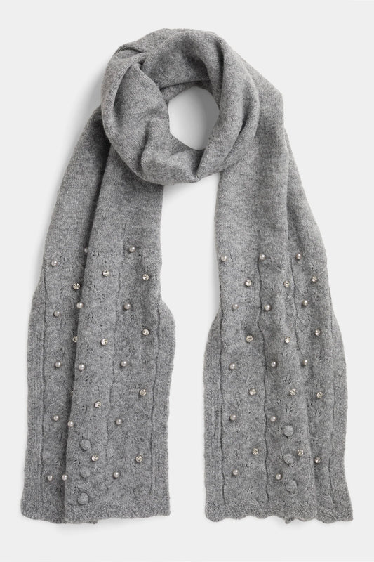 Coco+Carmen Sweet Scallop Glam Knit Scarf - Grey