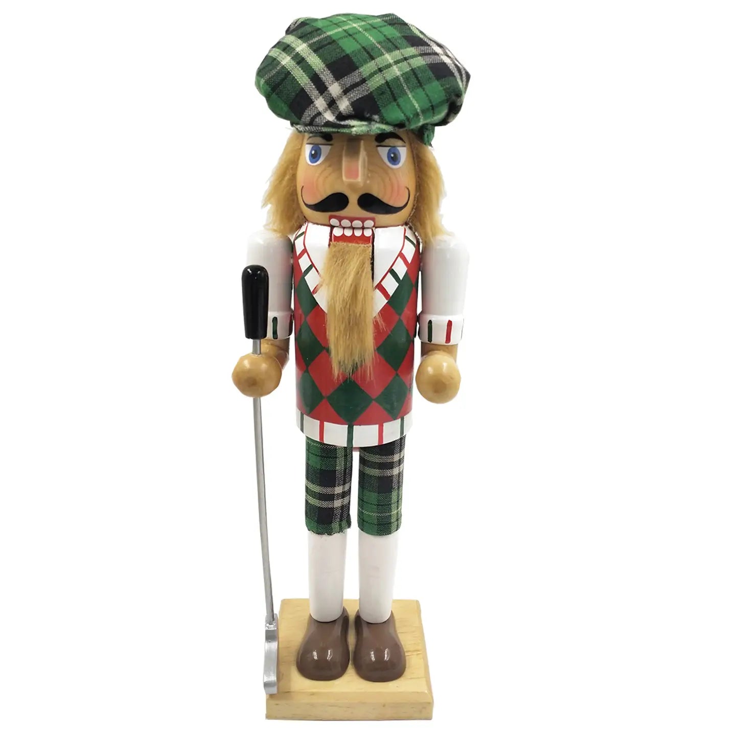 Santa's Workshop 14" Green Plaid Golfer Nutcracker