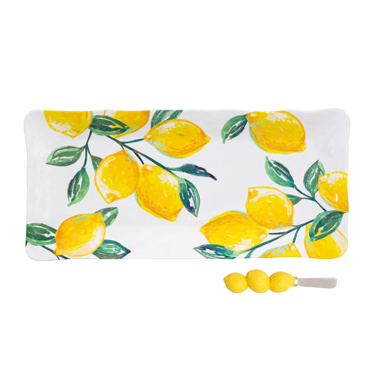 Evergreen Coastal Citrus Melamine Rectangle Platter and Spreader