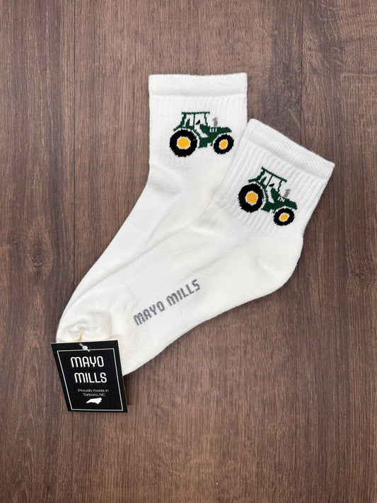 Mayo Mills Green Tractor Quarter Crew Socks