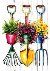 Evergreen Garden Tool Trio Moire Garden Flag