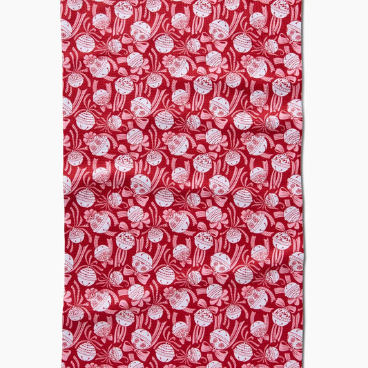 Geometry Holiday Bells Bows Kitchen Tea Towel