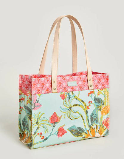 Spartina 449 Excursion Tote Queenie Tropical Floral Sea Foam