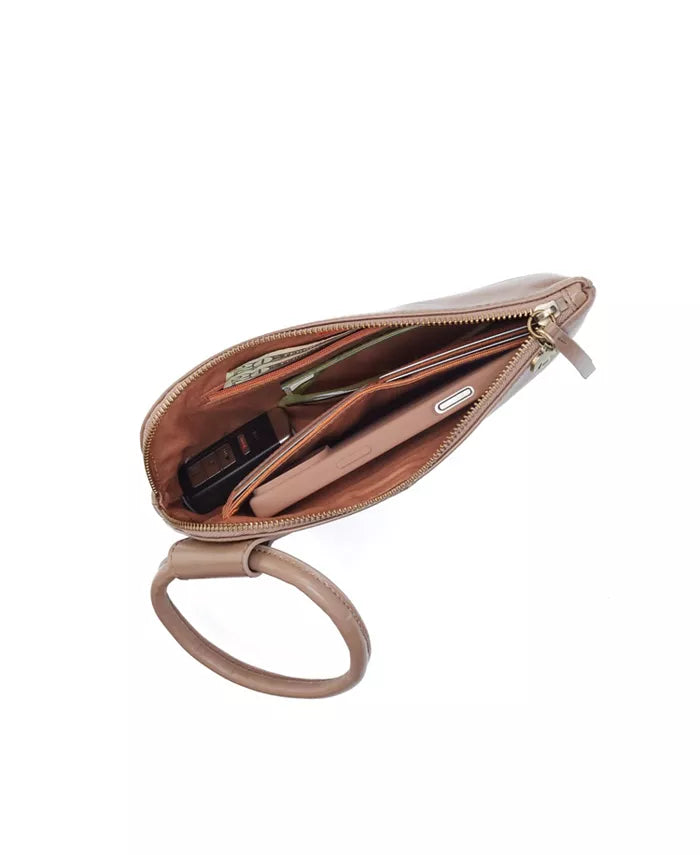 HOBO Sable Wristlet Woodsmoked Polished Leather