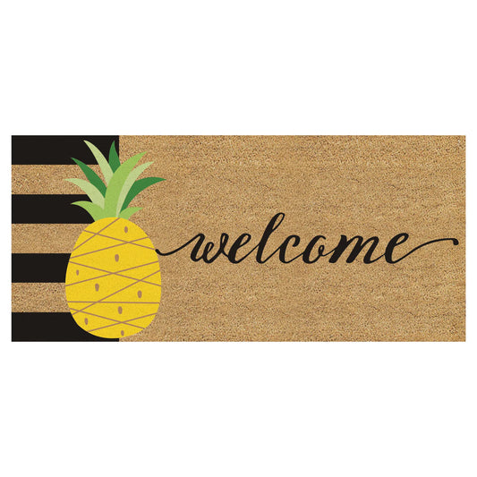 Evergreen Welcome Pineapple Flocked Coir Sassafras Switch Mat - gg's art frames gifts