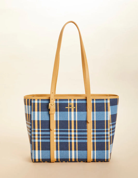 Spartina 449 Siera Tote Kalalanta Plaid Navy