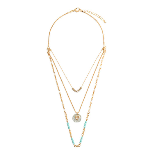 Demdaco Beaded Love Necklace - Turquoise 24in