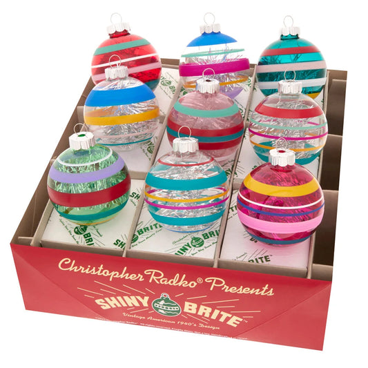 Christopher Radko Vivid Vintage 9 Count 2.5" Decorated Rounds