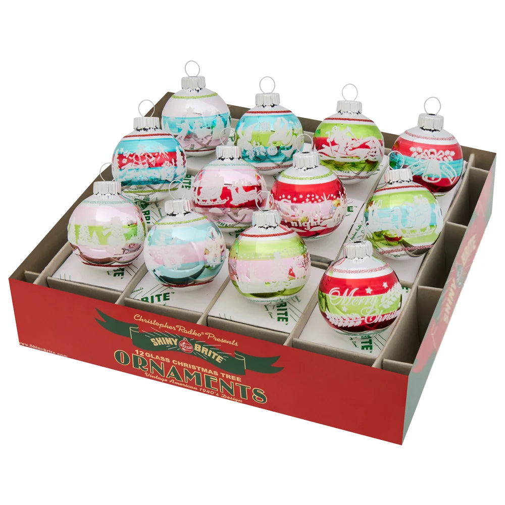 Christopher Radko Festive Fete 12 Count 1.75" Signature Flocked Rounds