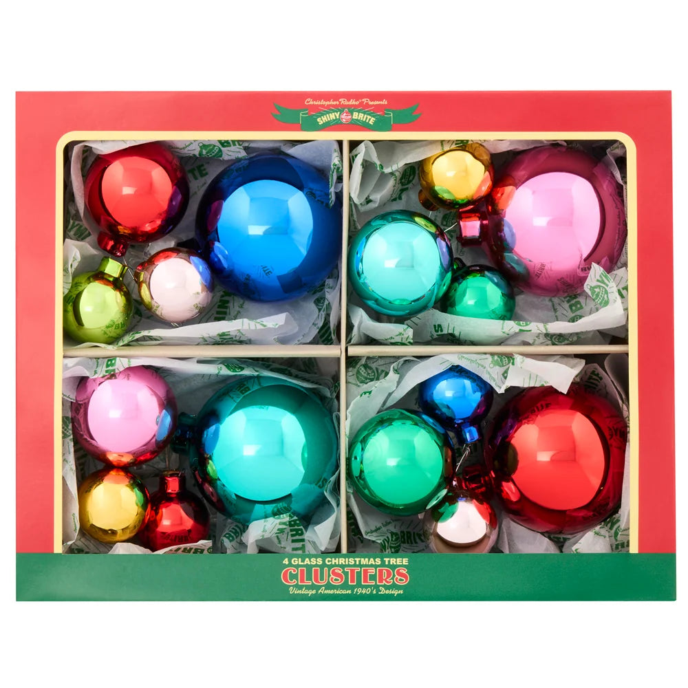 Christopher Radko Festive Fete 4pc 1.25", 1.75" & 2.5" Clusters