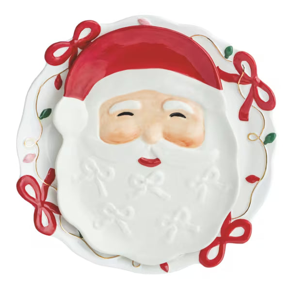 Mud Pie Santa Bow Platter Set