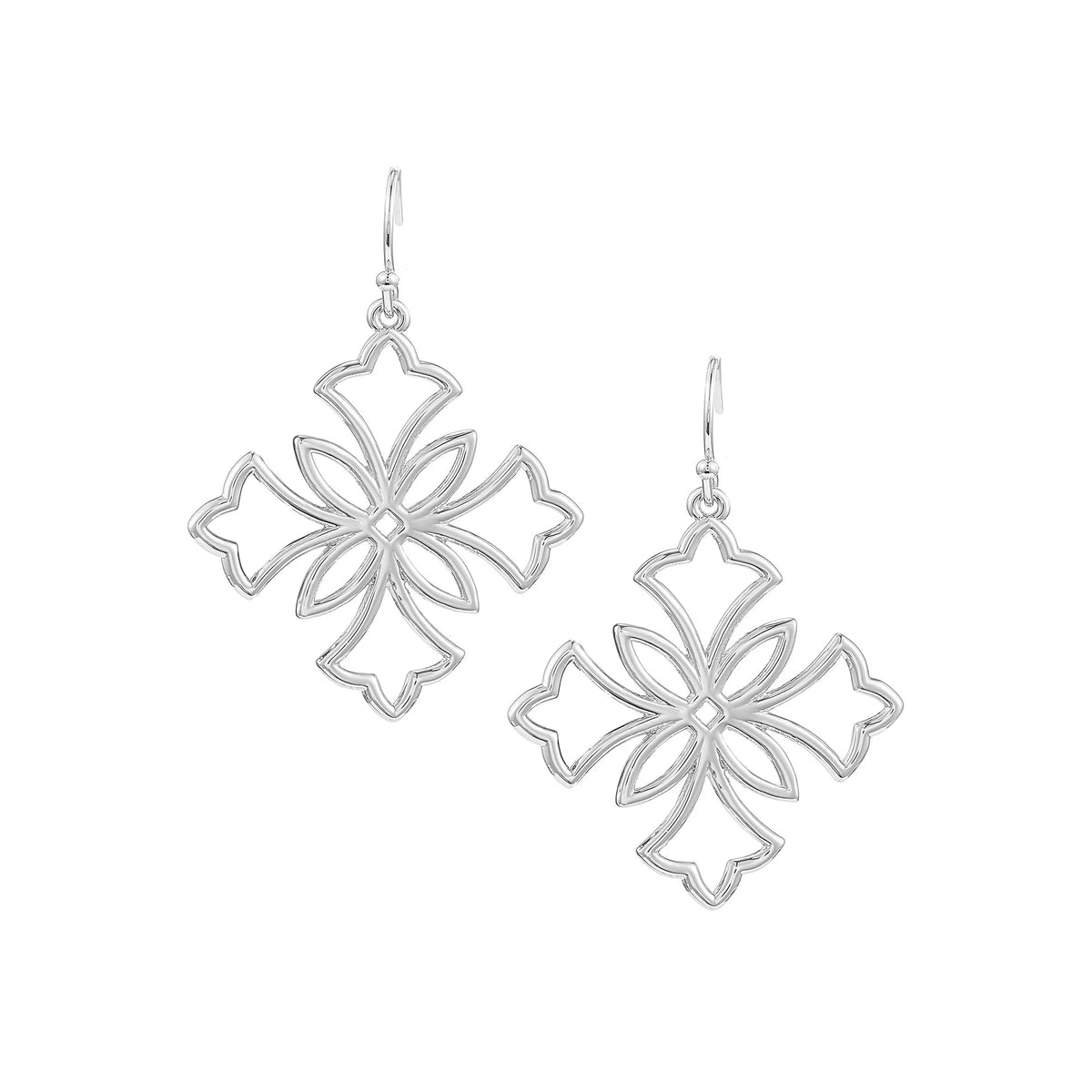 Natalie Wood Designs Heirloom Cross Drop Earrings in Silver