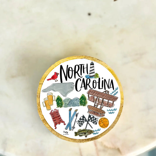 Happy by Rachel North Carolina Wood and Enamel Small Tray