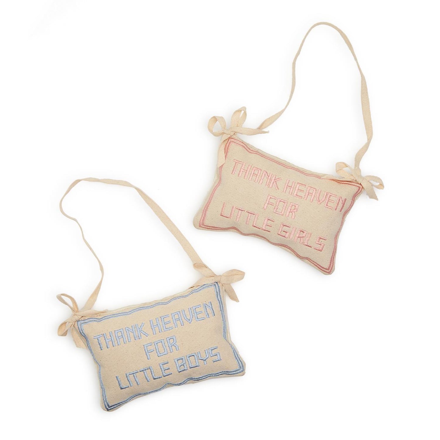 Two's Company Thank Heaven Embroidered Pillow Door Hanger