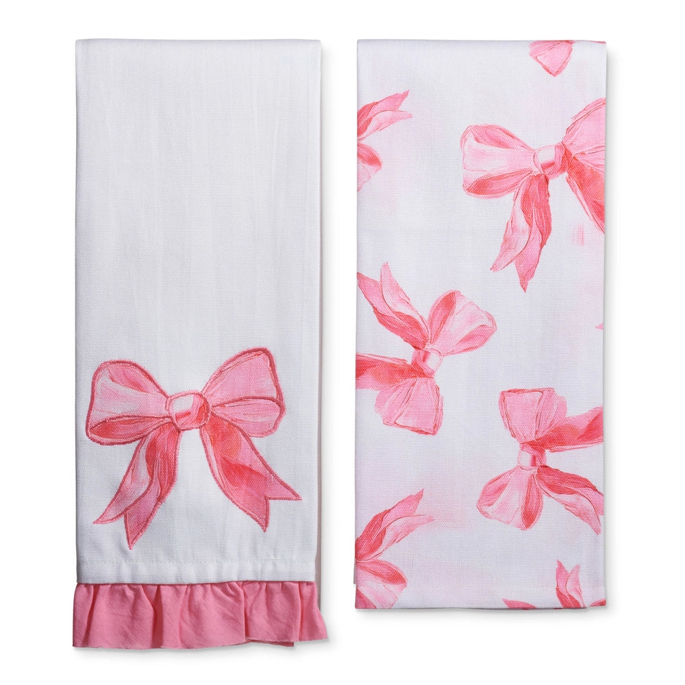 Raz Imports Bubble Gum Bows Tea Towels - gg's art frames gifts