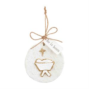 Mud Pie Manger Paper Pulp Ornament