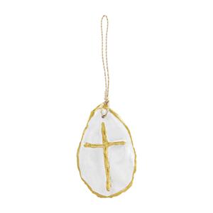 Mud Pie Cross Gold Oyster Shell Ornament